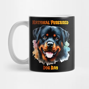 Purebred Rottweiler Dog Poses for National Day Mug